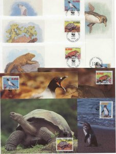 Ecuador Galapagos 8 FDC/cards WWF 1992