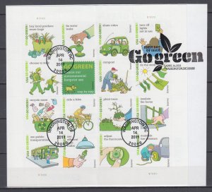 ​(G) USA #4524 Go Green Sheet of 16 Forever Stamps VF Used