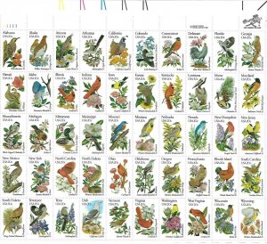 US 2002a (1953 - 2002) MNH Sheet of 50 - 20¢; State Birds.  Perf. 10.5 x 11.25