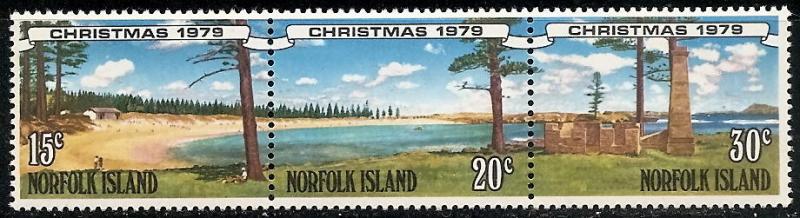 Norfolk Isl. 251-53 MNH 1979 Emily Bay Beach Strip of 3