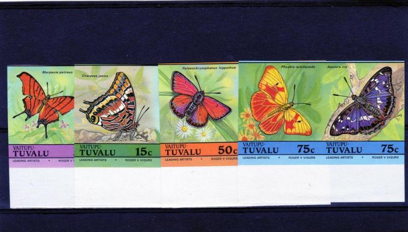 Tuvalu (Vaitupu) 1985  Sc #39-46  BUTTERFLIES  Set 8v Imperforated MNH