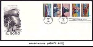 UNITED STATES USA - 1999 ALL ABROAD LOCOMOTIVE RAILWAYS - 5V STRIP - FDC