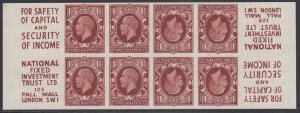 Great Britain 1934 King George V 1½d imprimatur booklet pane of 8 with...