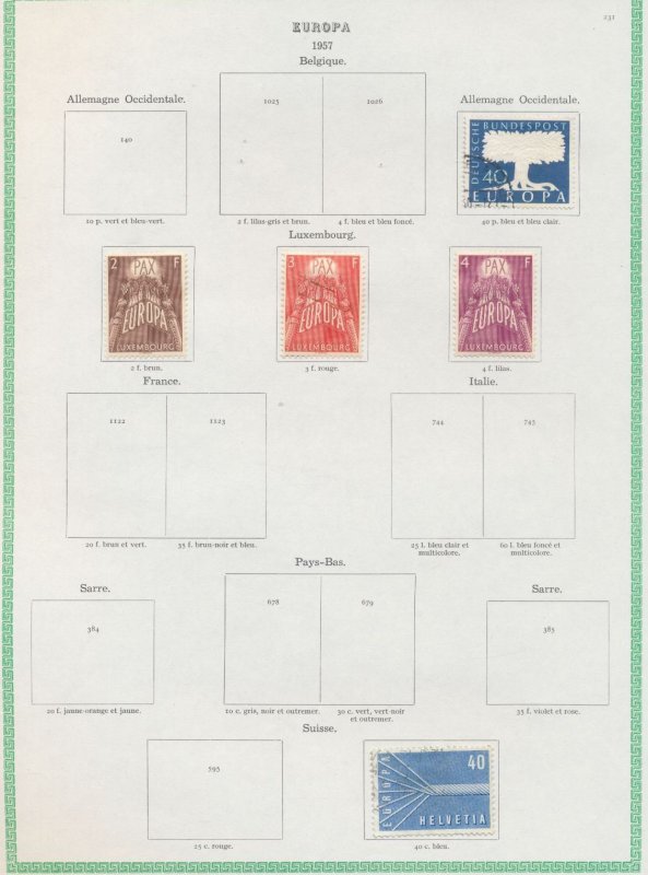 Europa 1956 1957  Luxembourg Germany Swiss France Used MH (14 Items) EP506