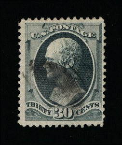 GENUINE SCOTT #165 F-VF USED 1873 GRAY BLACK CBNC 30¢ ALEXANDER HAMILTON #16138