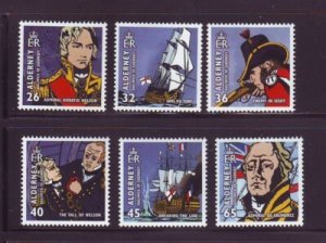 Alderney Sc 250-5 2005 200 yrs Battle of Trafalgar stamp set mint NH