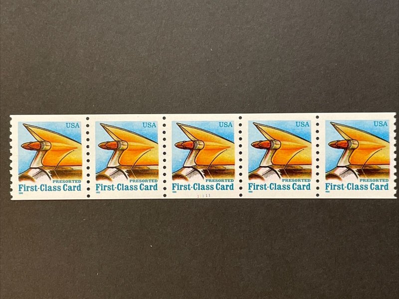 US PNC5 15c Auto Tailfin Presorted Card Stamp Sc# 2908 Plate 11111 MNH