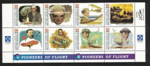 Micronesia Pioneers of Flight 2nd series 8v Bottom Strip 1993 MNH SG#322-329