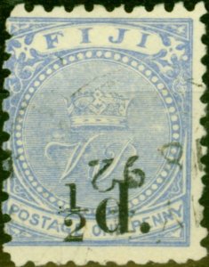 Fiji 1892 1/2d on 1d Dull Blue SG72 Fine Used