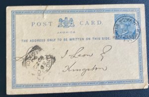 1890 Savanna Jamaica Postal Stationery Postcard Cover To Kingston