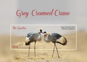 Gambia 2018 - Grey Crowned Crane, Birds of Africa - Souvenir Sheet - MNH