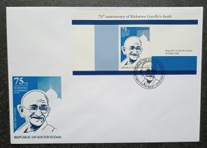 SOUTH SUDAN 2024 - FDC SOUVENIR SHEET 6000 SSP - MAHATMA GANDHI - RARE FDC-