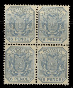 SOUTH AFRICA - Transvaal QV SG203 6d pale dull blue NH MINT. Cat £18. BLOCK OF 4