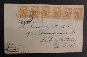 1941 Australia Cover Sydney NSW to Washington DC USA Prevent Bush Fires Cancel