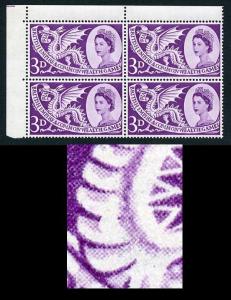 SG567a 1958 3d Games with Short Scale Variety on R1/1 Block of Four U/M