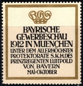 1912 Germany Poster Stamp Bavaria Commercial Show In Munich