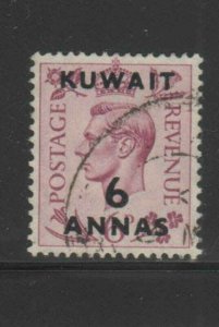 KUWAIT #78  1948  6a on 6p KING GEORGE VI SURCHARGED   F-VF  USED  g