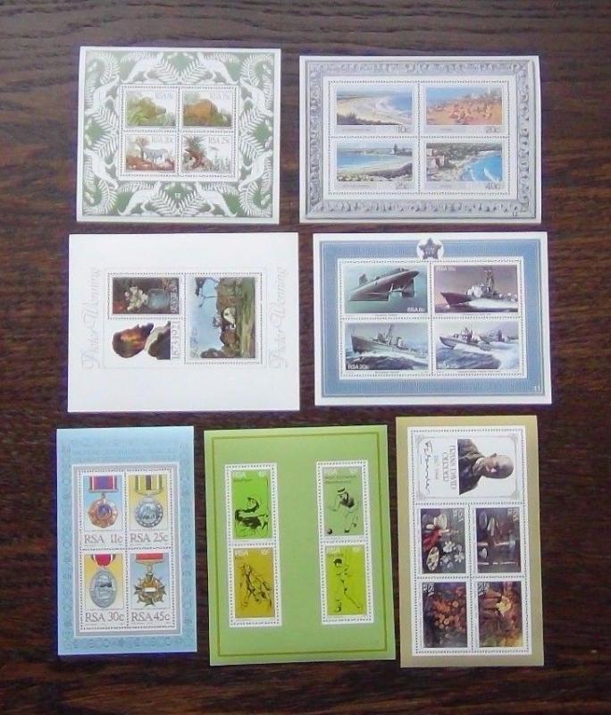 South Africa 1976 1985 Miniature Sheets MNH Sport Paintings Navy Fossils etc 