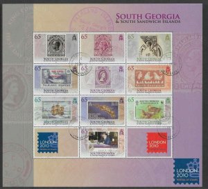 S.GEORGIA & S.SANDWICH IS. SG492a 2010 FESTIVAL OF STAMPS SHEETLET USED