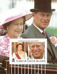 Turks & Caicos 1991 - Queen & Prince Philip - Souvenir Stamp Sheet Scott 921 MNH