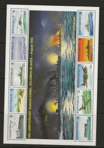 thematics. aircraft. Solomon Is 1992 Guadalcanal 10 val sheet sg.738-47 MNH