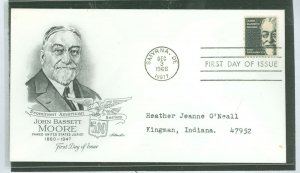 US 1295 1966 $5 john bassett moore, prominent american series, addressed FDC with artmaster cachet