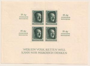 Germany 1937 48th Birthday Miniature Sheet Mint Hinged B104