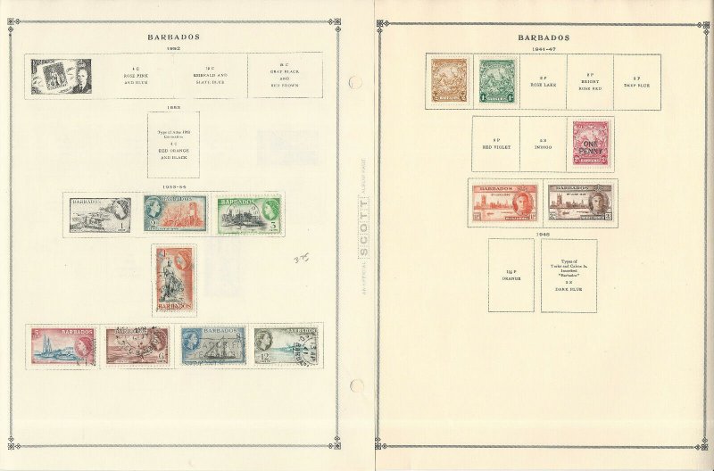 Barbados Stamp Collection on 30 Scott International Pages, To 1986, JFZ