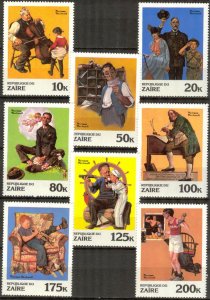 Zaire 1981 Art of Norman Rockwell Set of 8 MNH