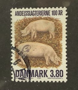 Denmark  1987 Scott 841 used - 3.80kr, Cooperative Bacon Factories,  100th Anniv