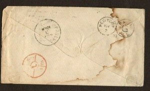 1883 Great Britain Cover Scott #82 Plate 22 Sent To NJ Oct 21st London Cancel