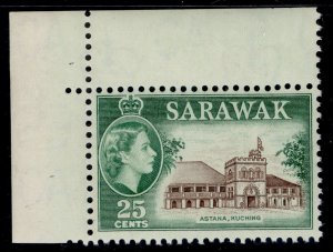 SARAWAK QEII SG197, 25c sepia & green, NH MINT.