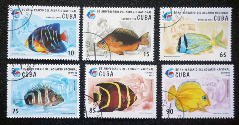 CUBA Sc# 3630-3635  NATIONAL AQUARIUM FISH marine life CPL SET of 6 1995  used