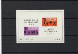 mexico 1967 olympics  mint never hinged stamps sheet ref r12603