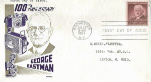 1954 FDC, #1062, 3c George Eastman, CC/Boll