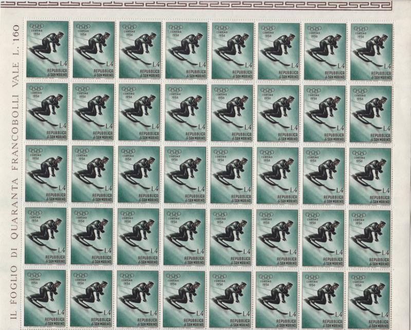 San Marino 1955  olympics mnh  4 lira stamp sheet R19908