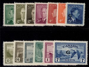 CANADA GVI SG O178-O190, 1950-52 complete set, NH MINT. Cat £200.