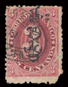 MEXICO 1882 Foreign Mail  3c lake  - OAXACA -  23  82 consg. Scott # 147 used