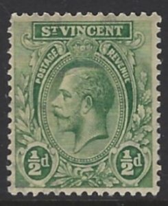 St Vincent, Scott #118; 1/2p King George V, MH
