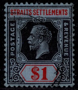 MALAYSIA - Straits Settlements GV SG210, $1 black & red/blue FINE USED. Cat £18.