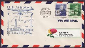  889 Sistersville - Route AM49B cacheted First Flight cover