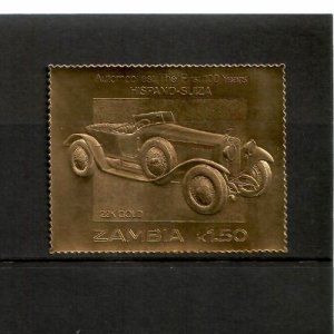 Zambia 1986 - 100 Years of Automobiles Cars - Hispano-Suza - Gold Stamp - MNH