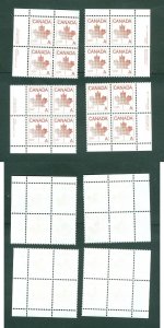 Canada. 1981 Set. 4 Corner Block Margin. Maple Leaf A MNH. CBN PL.# 3. Sc# 907