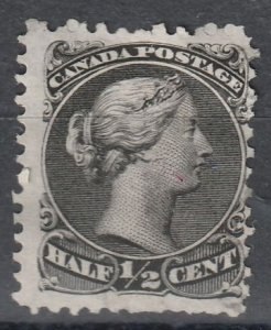 Canada Large Queen #21c Thin Paper Variety, Used with Faults   (~1992)