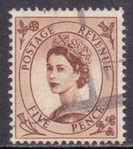 GB Scott 299 - SG522, 1952 Tudor Crown 5d Wilding used