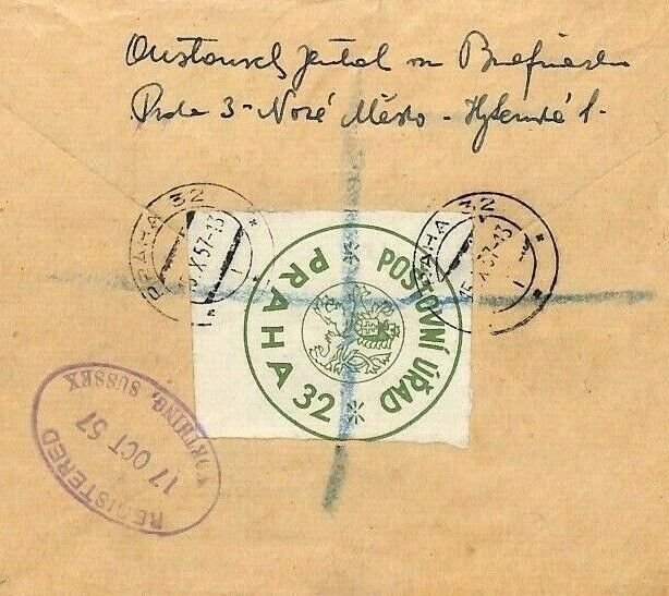 Czechoslovakia Cover *POSTOVNI URAD PRAHA 32* Prague CENSOR LABEL Air Mail BU100