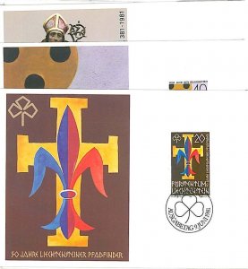 14742 - LIECHTENSTEIN - Set of 3 MAXIMUM CARDS - 1981 BOY SCOUTS-