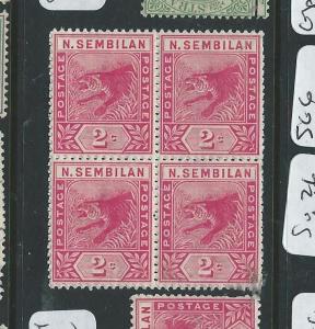 MALAYA NEGRI SEMBILAN (P0610B) 2C RED  TIGER  SG 3 BL OF 4   MNH