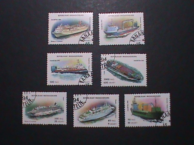 MADAGASCAR -1994  SC# 1248-54 MODERN SHIPS- USED STAMPS-HARD TO FIND VERY FINE