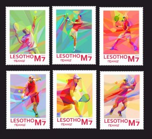 Stamps.  Sports Tennis Lesotho 2022 year , 6 stamps perforated